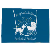 Labrador Theme - Dog Baby shower Blue Lab Groot Cadeauzakje (Achterkant)