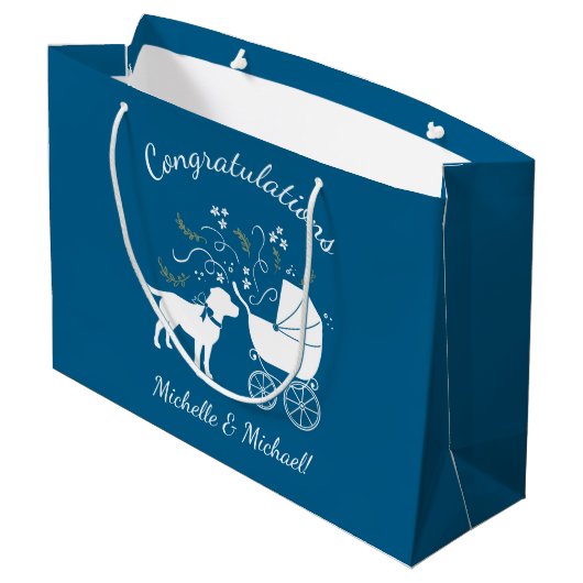 Labrador Theme - Dog Baby shower Blue Lab Groot Cadeauzakje (Achterkant Gekanteld)