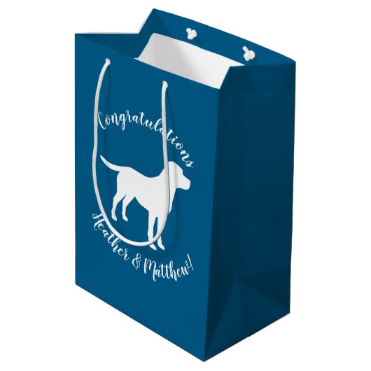 Labrador Theme - Dog Baby shower Blue Lab Medium Cadeauzakje (Achterkant Gekanteld)