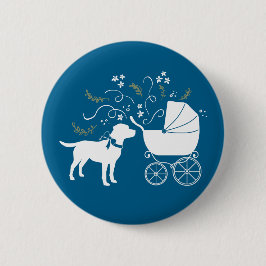 Labrador Theme - Dog Baby shower Blue Lab Ronde Button 5,7 Cm