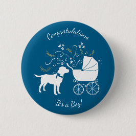 Labrador Theme - Dog Baby shower Blue Lab Ronde Button 5,7 Cm