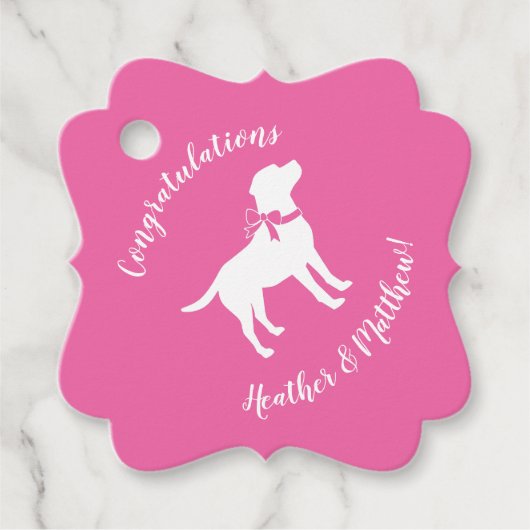Labrador Theme Dog Baby shower Pink Lab Bedankjes Labels (Voorkant)