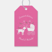 Labrador Theme Dog Baby shower Pink Lab Cadeaulabel (Voorkant)