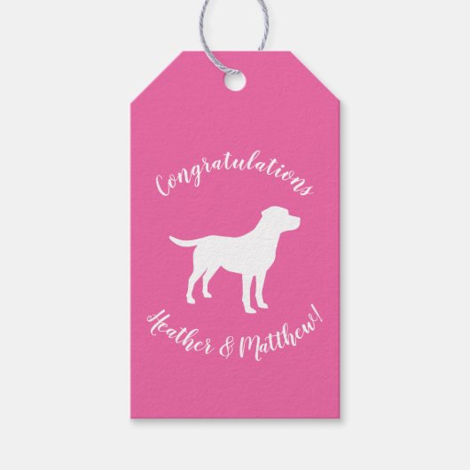 Labrador Theme Dog Baby shower Pink Lab Cadeaulabel (Voorkant)