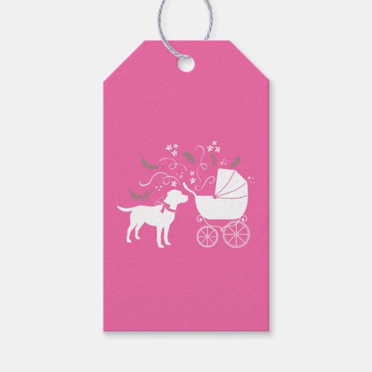 Labrador Theme Dog Baby shower Pink Lab Cadeaulabel (Voorkant)