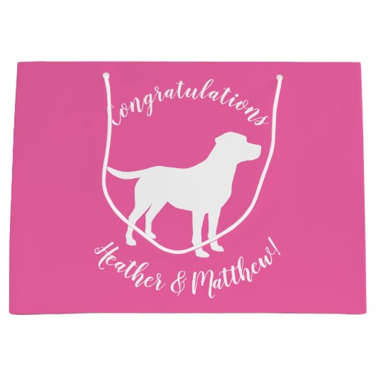 Labrador Theme Dog Baby shower Pink Lab Groot Cadeauzakje (Voorkant)