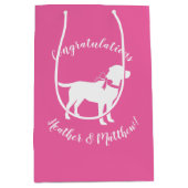 Labrador Theme Dog Baby shower Pink Lab Medium Cadeauzakje (Voorkant)