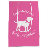 Labrador Theme Dog Baby shower Pink Lab Medium Cadeauzakje (Achterkant)