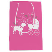 Labrador Theme Dog Baby shower Pink Lab Medium Cadeauzakje (Voorkant)