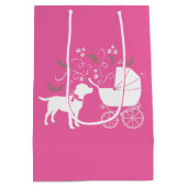 Labrador Theme Dog Baby shower Pink Lab Medium Cadeauzakje (Achterkant)
