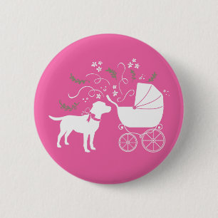 Labrador Theme Dog Baby shower Pink Lab Ronde Button 5,7 Cm