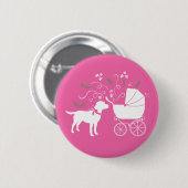 Labrador Theme Dog Baby shower Pink Lab Ronde Button 5,7 Cm (Voorkant /achterkant)