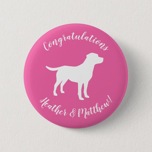 Labrador Theme Dog Baby shower Pink Lab Ronde Button 5,7 Cm (Voorkant)