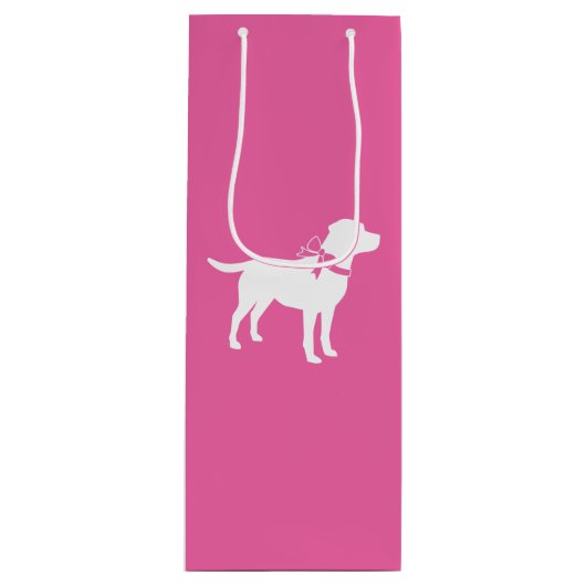 Labrador Theme Dog Baby shower Pink Lab Wijn Cadeautas (Voorkant)