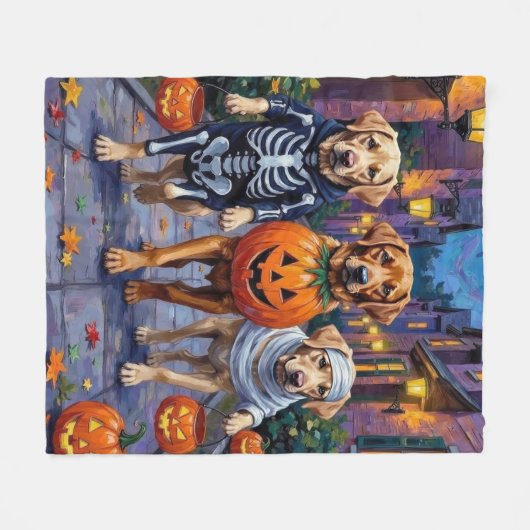 Labrador Trick-or-Treating in Halloween kostuums Fleece Deken (Voorkant (Horizontaal))