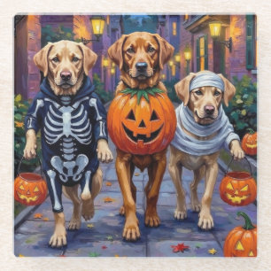 Labrador trick-or-treating in Halloween-kostuums Glazen Onderzetter