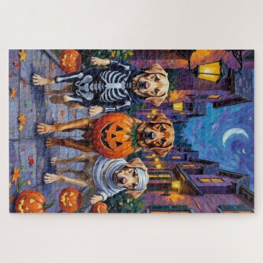 Labrador Trick-or-Treating in Halloween kostuums Legpuzzel (Horizontaal)