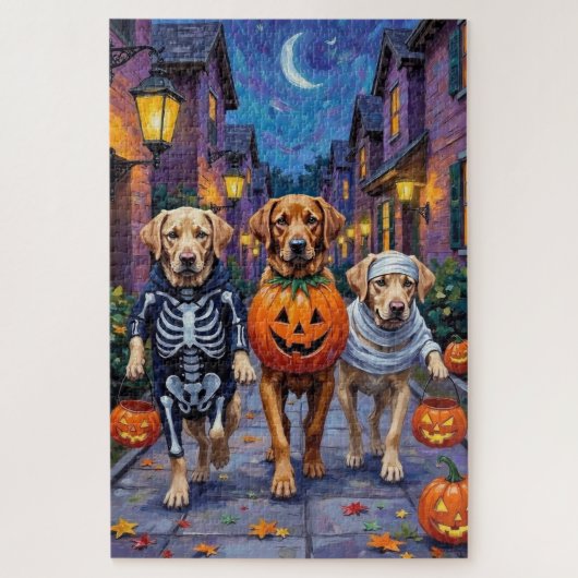 Labrador Trick-or-Treating in Halloween kostuums Legpuzzel (Verticaal)