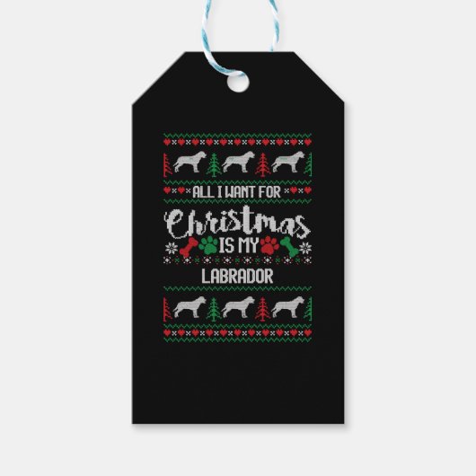 Labrador Ugly KerstSweater Labrador Holiday S Cadeaulabel (Voorkant)