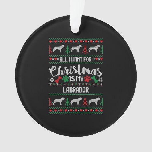 Labrador Ugly KerstSweater Labrador Holiday S Ornament (voorkant)