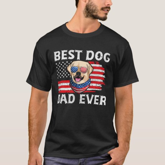 Labrador USA Patriotic Dog Apparel American Flag M T-shirt (Voorkant)