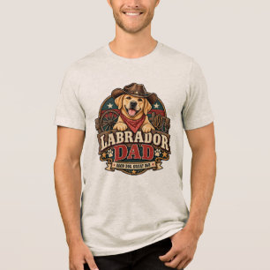 Labrador Vader Western Cowboy Goede Hond Geweldige Tri-Blend Shirt