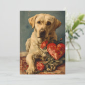 Labrador Vintage Valentijnsdag Feestdagenkaart (Staand voorkant)