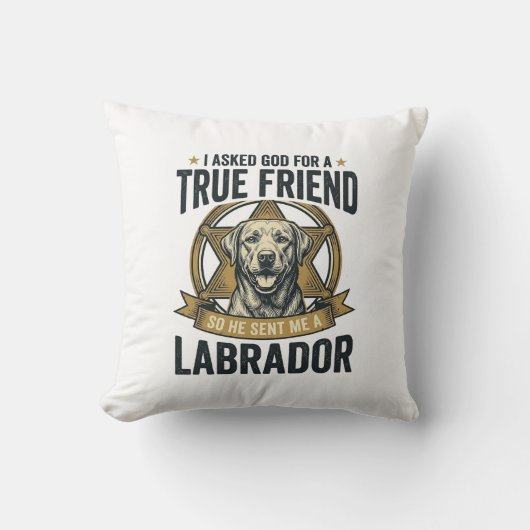 Labrador Ware Vriend Vintage Hondenliefhebber Desi Kussen (Voorkant)