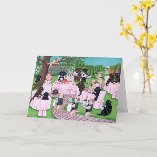 Labrador Wedding Kaart (Gele Bloem)