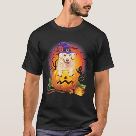 Labrador Witch Pumpkin Halloween Hondenliefhebber T-shirt (Voorkant)