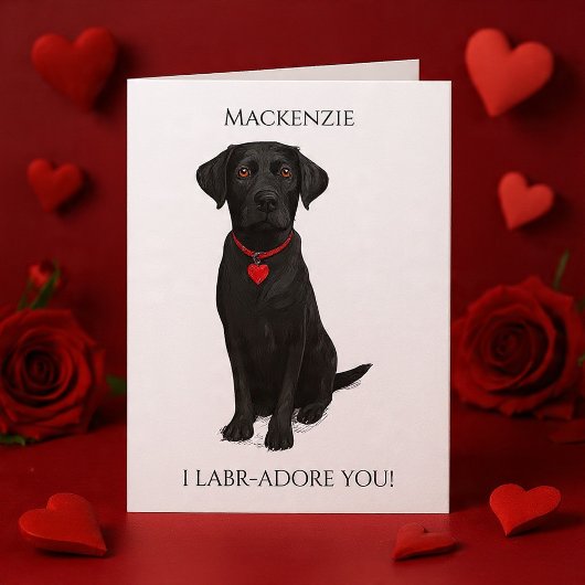  Labrador With Love Heart Adore You Personalized Kaart