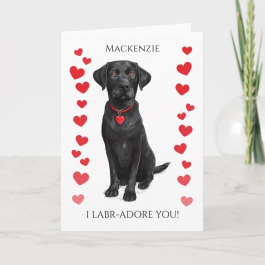  Labrador With Love Heart Adore You Personalized Kaart (Voorkant)