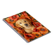 Labrador x gouden puppy in klaprozen notitieboek (Rechterzijde)
