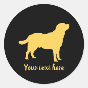 Labrador Yellow Standing Lab Silhouet & Tekst Ronde Sticker