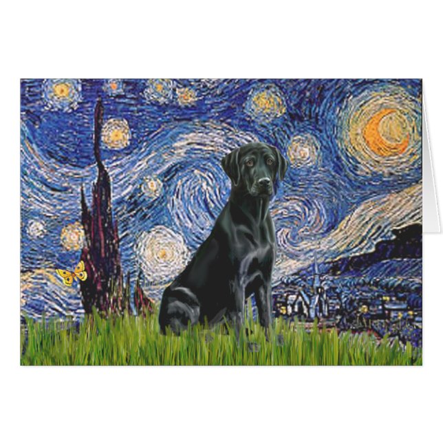 Labrador (zwart) - De sterrennacht (Voorkant Horizontaal)