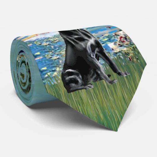 Labrador (zwart) - Zeilboten (Monet) Stropdas (Opgerold)