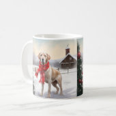 Labradorhond in Sneeuw Kerstmis Koffiemok (Voorkant links)