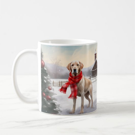 Labradorhond in Sneeuw Kerstmis Koffiemok (Links)