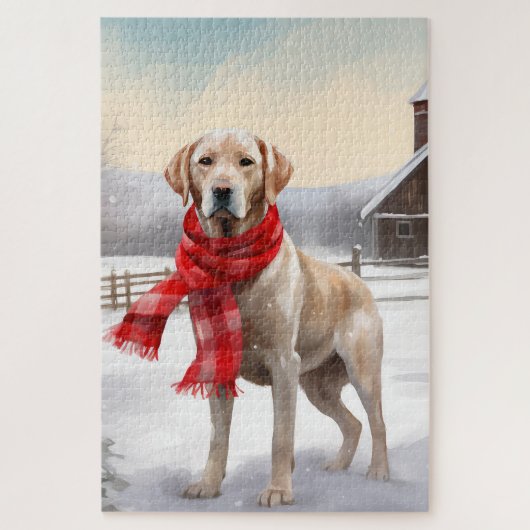 Labradorhond in Sneeuw Kerstmis Legpuzzel (Verticaal)