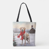 Labradorhond in Sneeuw Kerstmis Tote Bag (Achterkant)