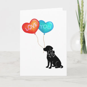Labradorhond met I LOVE YOU-ballonnen Kaart