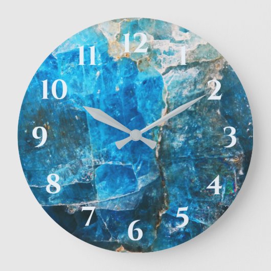 Labradoriet Edelstenen Blauwe Cijfers Grote Klok (Voorkant)