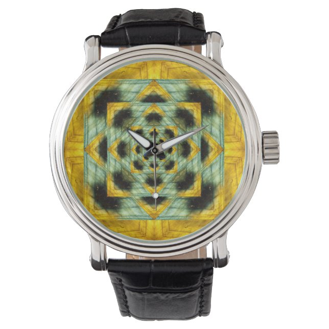 Labradorite edelsteen fractaal ontwerp horloge (Voorkant)