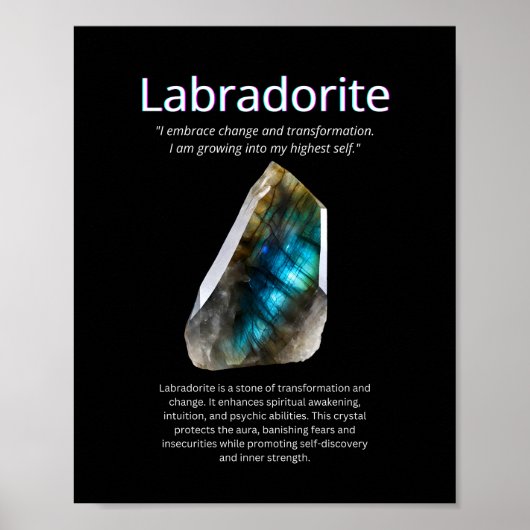Labradorite kristal steen betekent poster (Voorkant)