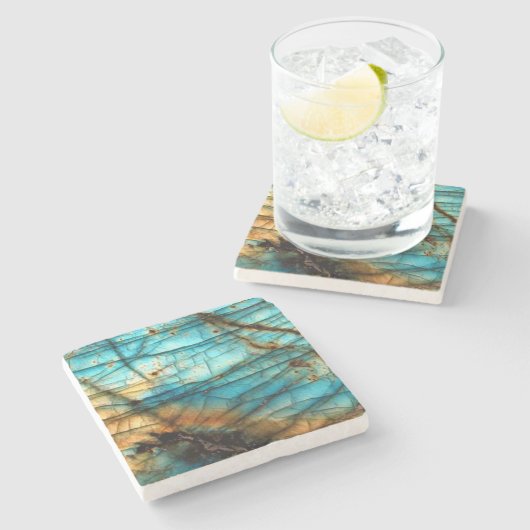 Labradorite look stenen onderzetter (Zijkant)