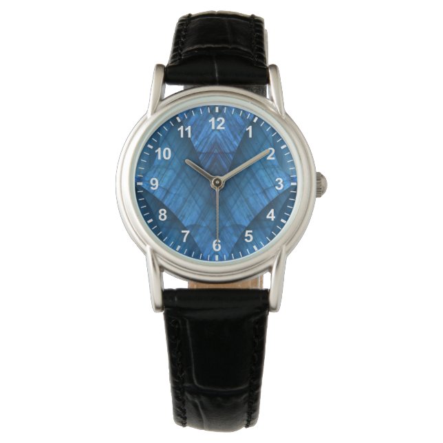 Labradorite Pareltjes Blue Elegant Horloge (Voorkant)