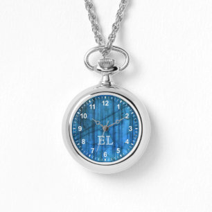 Labradorite Pareltjes Blue Monogram Nummers Horloge