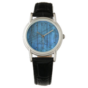 Labradorite Pareltjes Blue Monogram Nummers Horloge