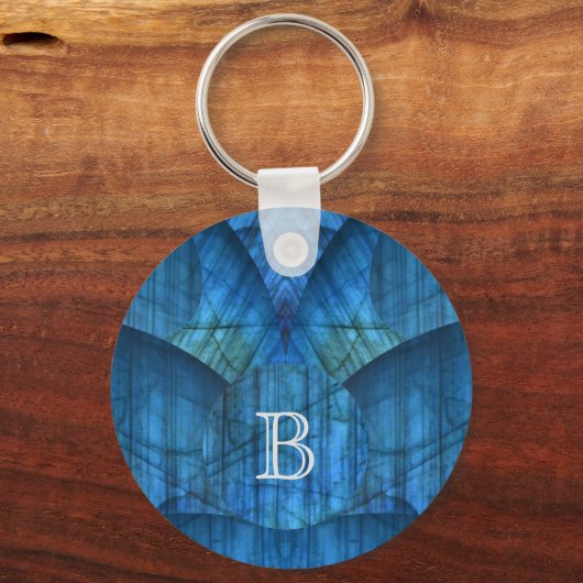 Labradorite Pareltjes Monogram Sleutelhanger (Achterkant)