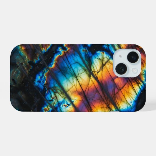 Labradorite Rainbow Flash iPhone 15 Case (Achterkant horizontaal)